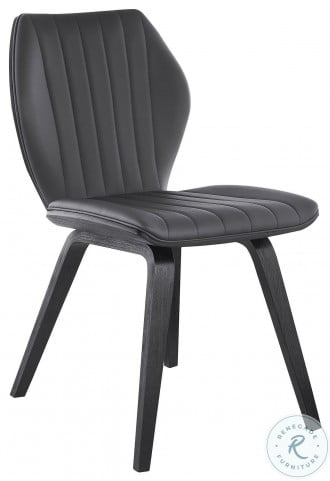 Gray/Matte Black 19 Seat Height Armen Living Elin Faux Leather Metal Dining Chairs-Set of 2 Gray/Matte Black 19 Seat Height Armen Living Elin Faux Leather Metal Dining Chairs-Set of 2