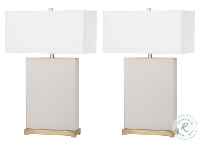 Joyce Cream 27" Faux Woven Leather Table Lamp from ...