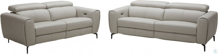 Lorenzo Light Grey Leather Reclining Living Room Set from ...