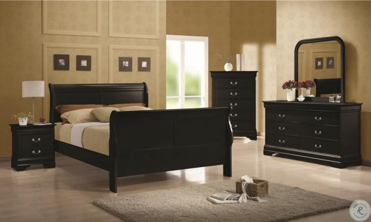 Louis Philippe Black Ii Queen Sleigh Bed From Coaster 203961q Coleman Furniture
