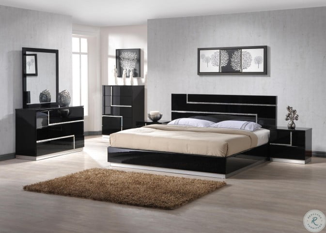 Lucca Black Lacquer Platform Bedroom Set From J M 17685 Q Coleman Furniture
