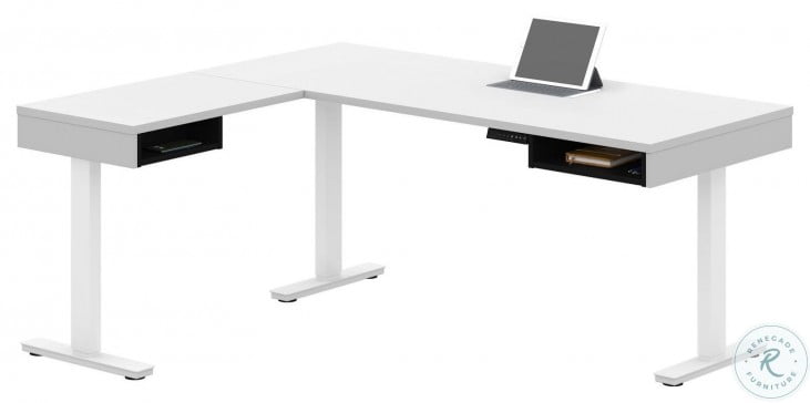 Pro Vega White And Black 71 L Shaped Adjustable Standing Desk From Bestar Coleman Furniture