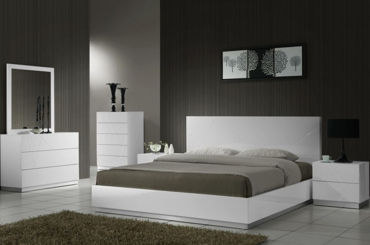 Naples White Lacquer Platform Bedroom Set from J&M (17686 ...