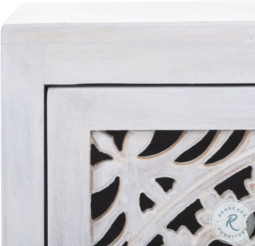 Thea White Washed 1 Door Carved Nightstand From Safavieh Coleman Furniture