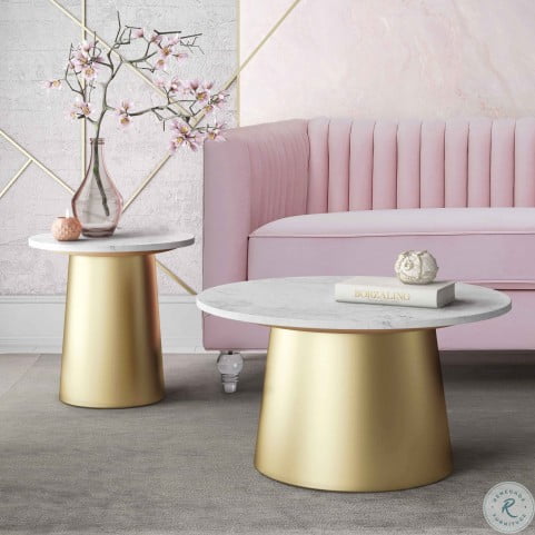 Bleeker Marble and Brushed Gold Cocktail Table from TOV | Coleman Furniture