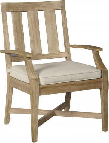 Clare View Beige Outdoor Arm Chair With Cushion Set Of 2 From Ashley Coleman Furniture