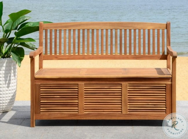 Brisbane Natural Outdoor Storage Bench From Safavieh Coleman Furniture