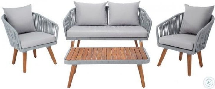 Ransin Gray Rope And Gray Cushion 4 Piece Outdoor Conversation Set From Safavieh Coleman Furniture