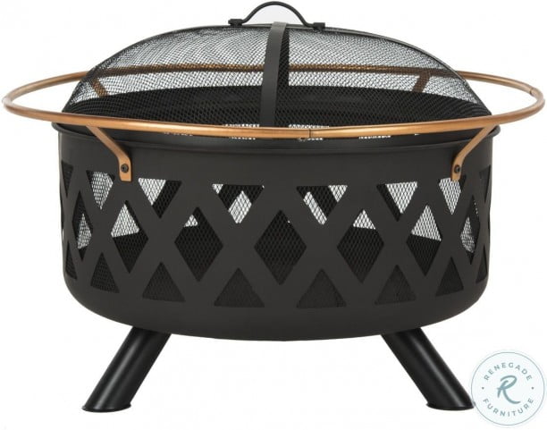 Bryce Copper And Black Round Outdoor Fire Pit From Safavieh Coleman Furniture