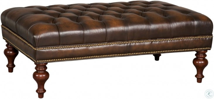 Kingley Brown Tufted Cocktail Leather Ottoman From Hooker Coleman Furniture
