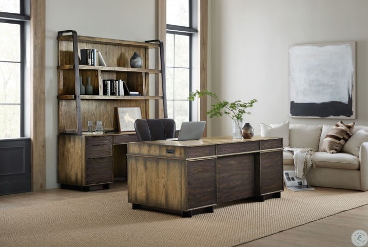 Crafted Dark Wood Executive Home Office Set From Hooker Coleman Furniture