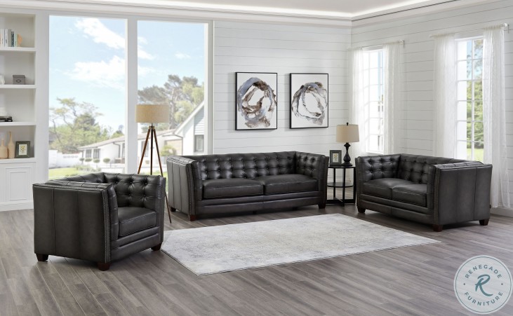 Bangor Ash Gray Leather Living Room Set from Hydeline ...