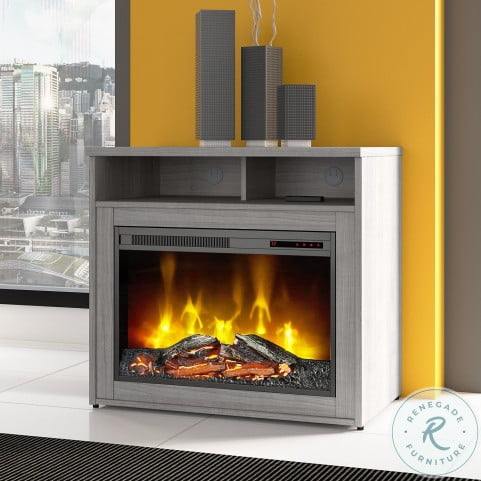 Studio C Platinum Gray 32 Electric Fireplace with Shelf From Bush  Furniture | Coleman Furniture