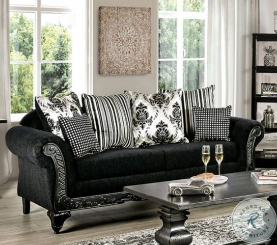 black sofa with pillows