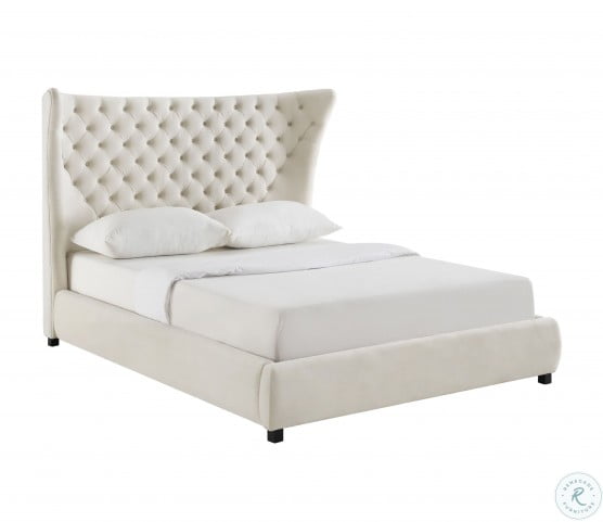 Sassy Cream Velvet Upholstered King Platform Bed From Tov Coleman Furniture