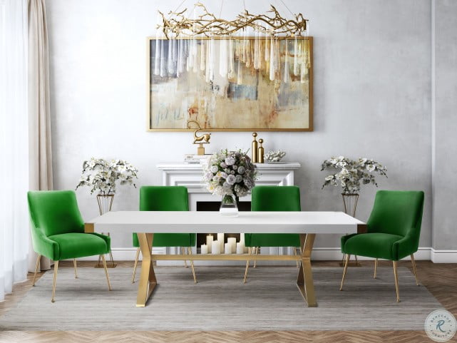 Adeline White And Gold Rectangular Dining Room Set With Beatrix Chairs From Tov Furniture Coleman Furniture