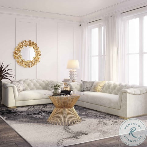 Farah Cream Velvet Living Room Set From Tov Coleman Furniture