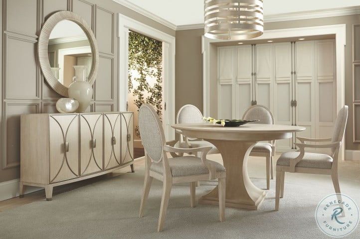 East Hampton Cerused Linen Extendable Round Dining Room Set From Bernhardt Furniture Coleman Furniture