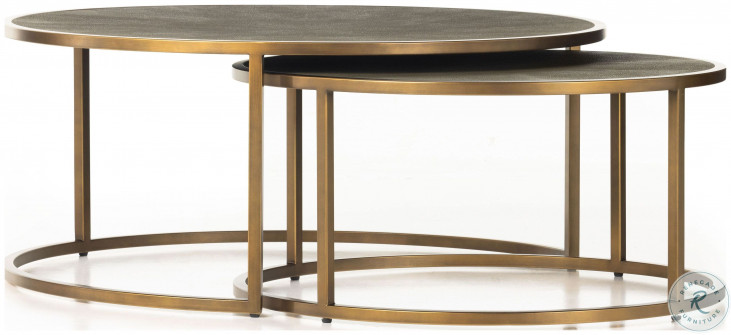 Shagreen Antique Brass Nesting Coffee Table from Four Hands | Coleman ...