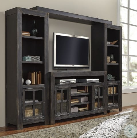Gavelston Black 4 Piece Entertainment Wall Unit from Ashley | Coleman Furniture