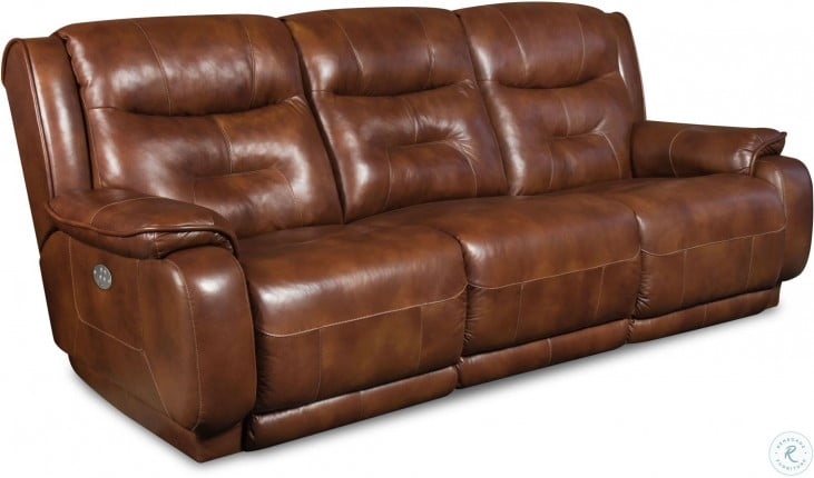 crescent rustico leather power reclining sofa with power headrest