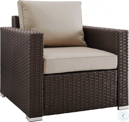 Modern Woven Rustic Brown And Beige Upholstered Outdoor Accent Chair From Pulaski Coleman Furniture