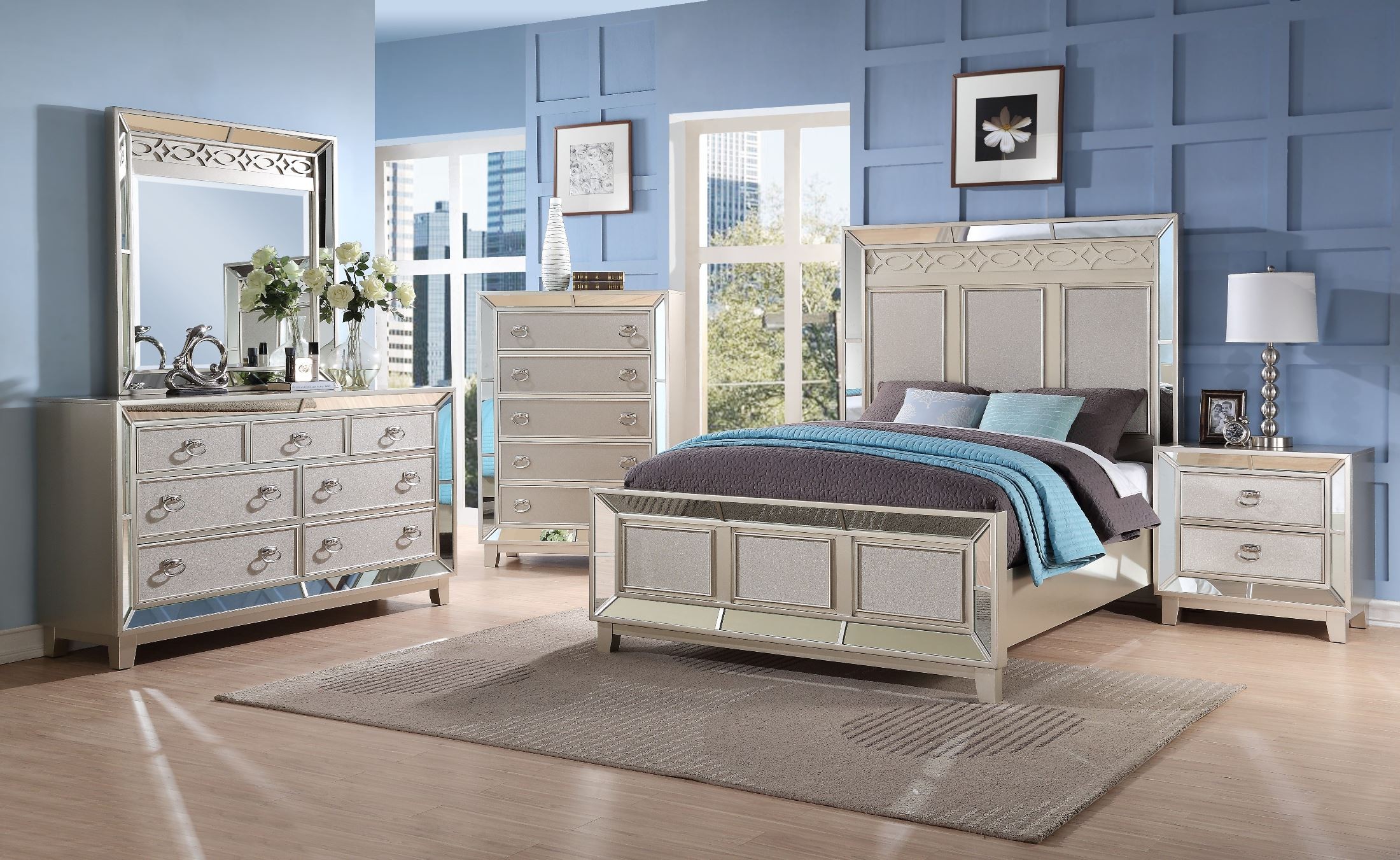 Stefano Silver Panel Bedroom Set from New Classics (B1492 ...
