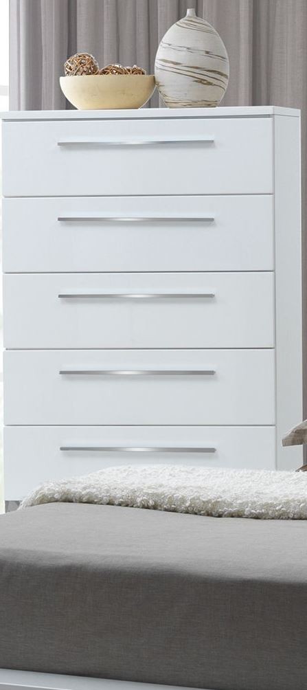 Sapphire High Gloss White Laminate Platform Bedroom Set ...