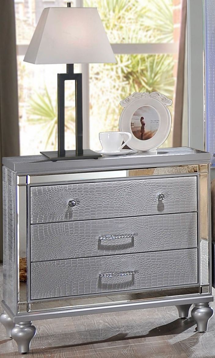 Valentino Silver Nightstand from New Classic Coleman Furniture