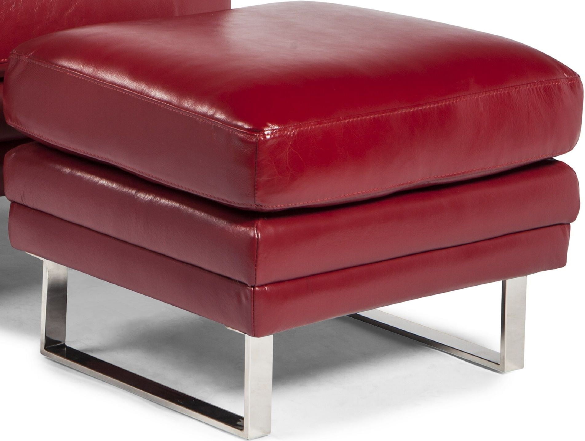 Melbourne Berry Red Leather Ottoman from Lazzaro Coleman Furniture