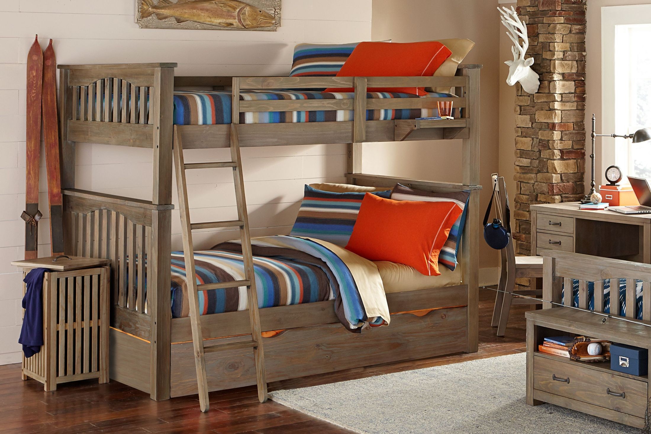 Highlands Harper Driftwood Full Over Full Bunk Bed With ...