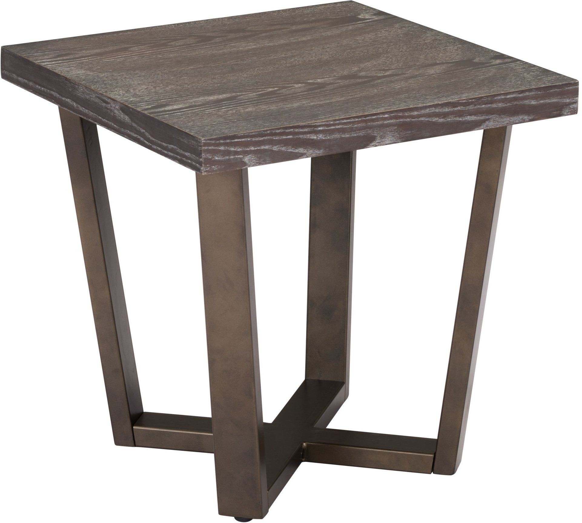 Brooklyn Grey Oak and Antique Brass Steel Side Table from Zuo Coleman