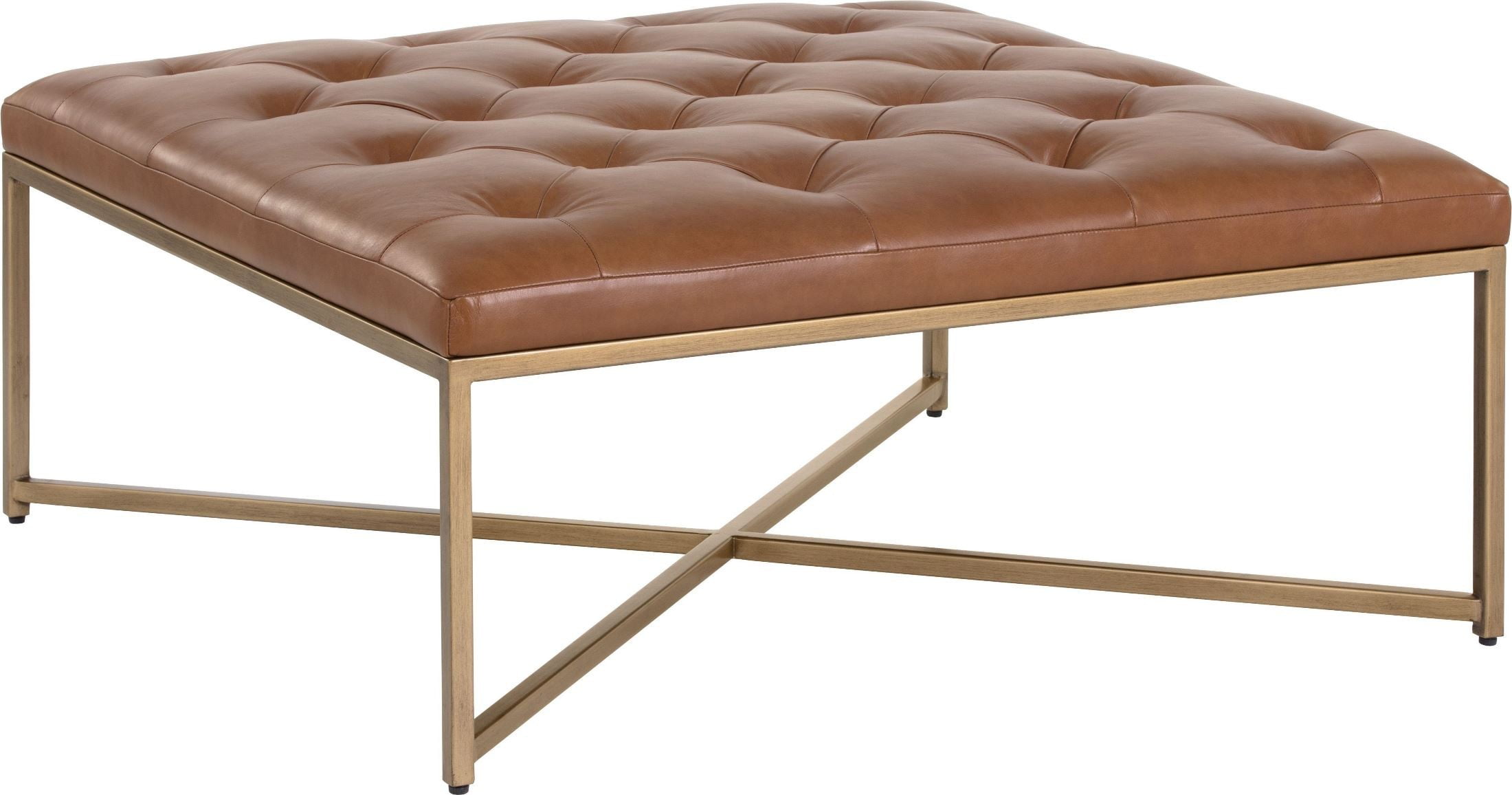 Mixt Vintage Camel Leather Endall Square Coffee Table from Sunpan