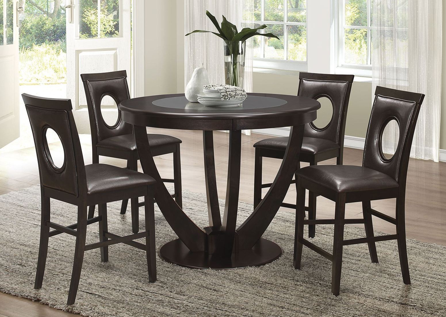 Stapleton Cappuccino Round Counter Height Dining Room Set from Coaster