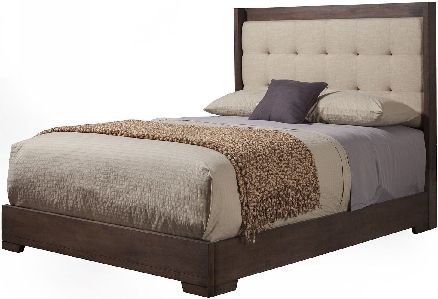 Savannah Pecan Tufted Queen Platform Bed from Alpine Coleman Furniture