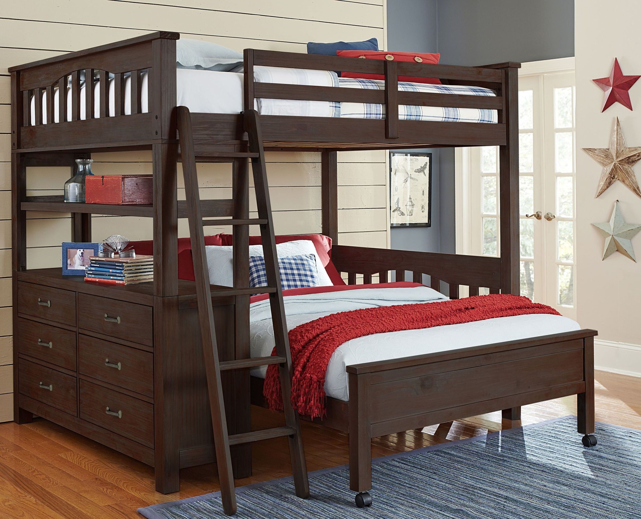 Highlands Espresso Full Loft Bed with Full Lower Bed from NE Kids