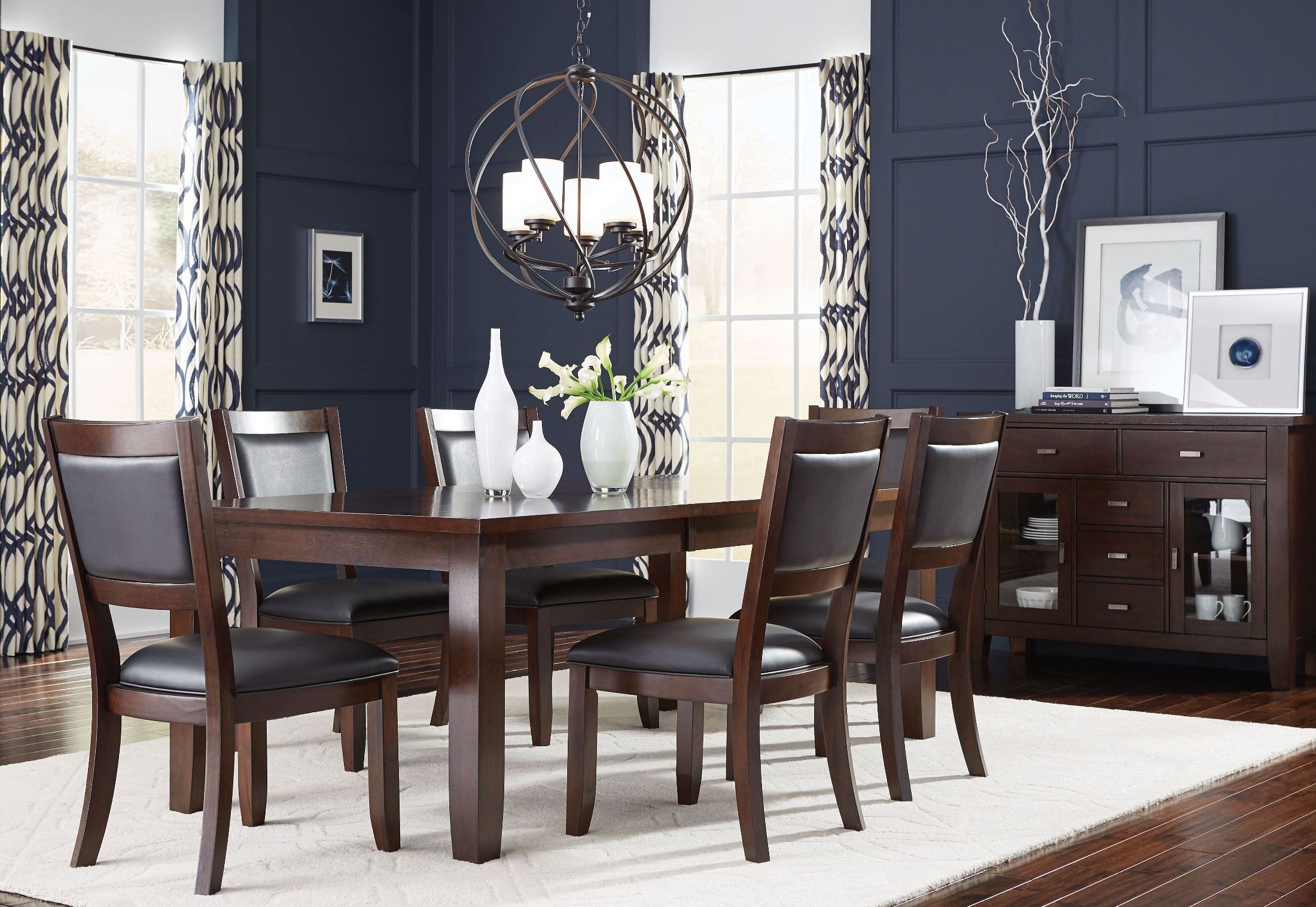 Barclay Burnished Dark Brown Extendable Leg Dining Room Set from