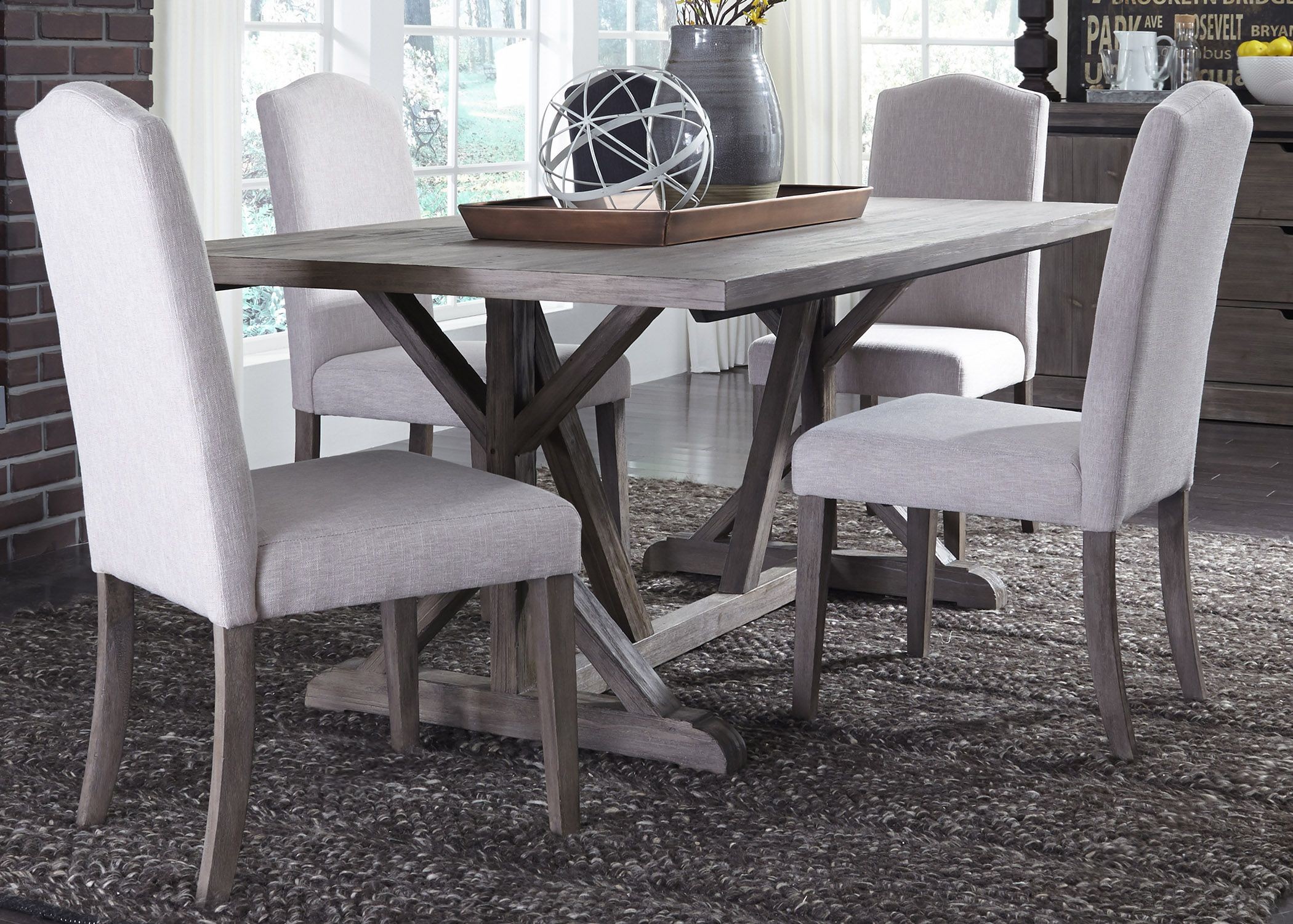 Carolina Lakes Gray Trestle Dining Table from Liberty Coleman Furniture