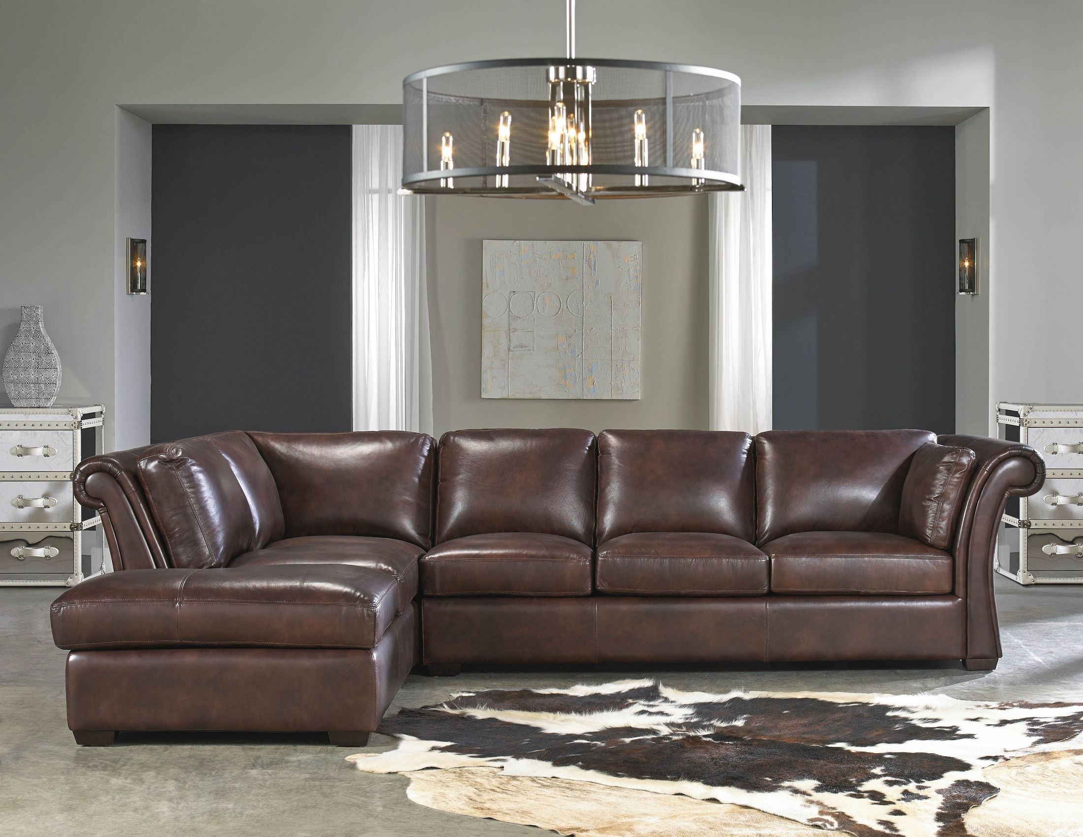 Angelina Rustic Savauge Leather LAF Sectional from Lazzaro Coleman