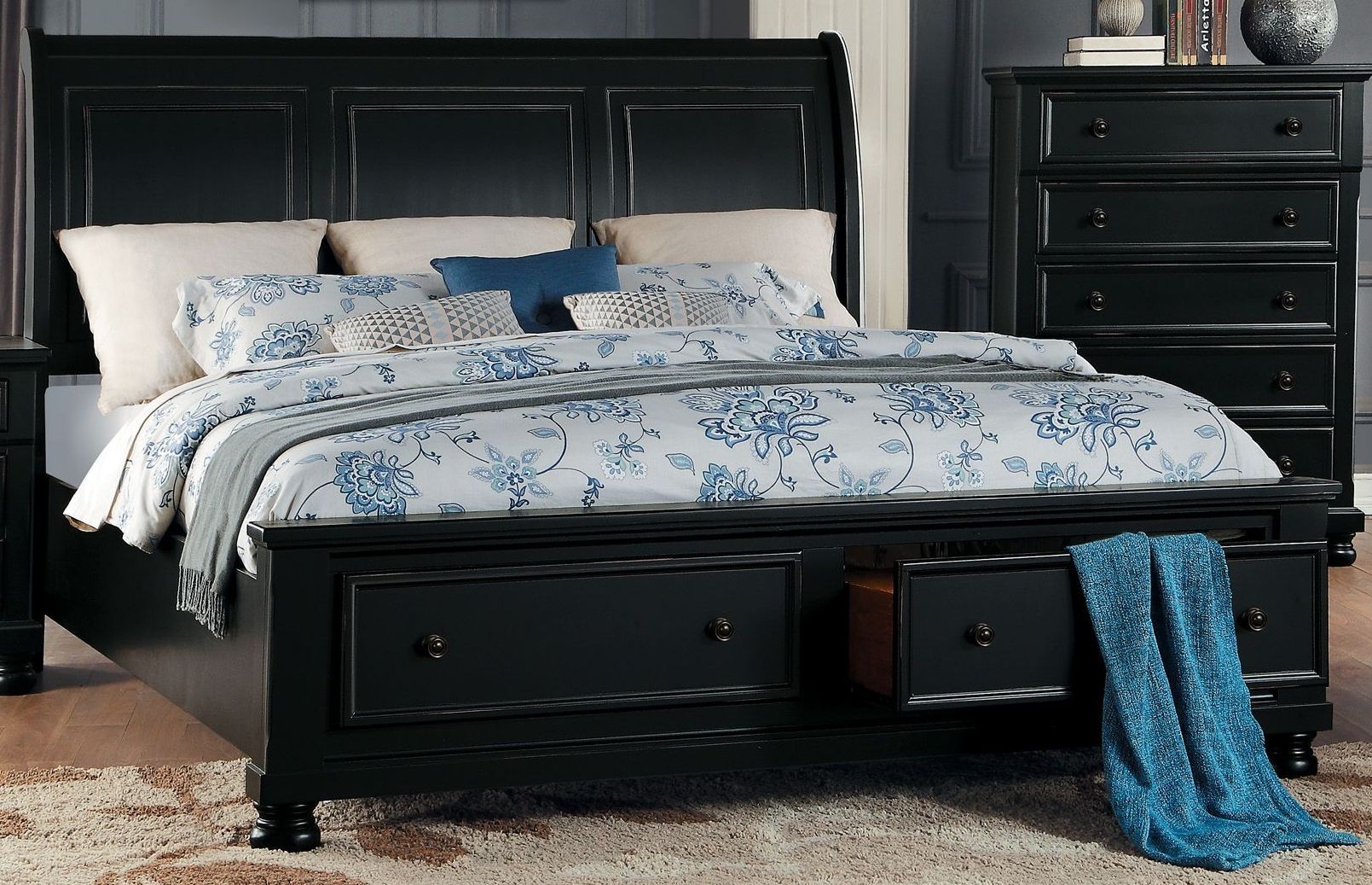Laurelin Black King Sleigh Storage Bed from Homelegance Coleman Furniture