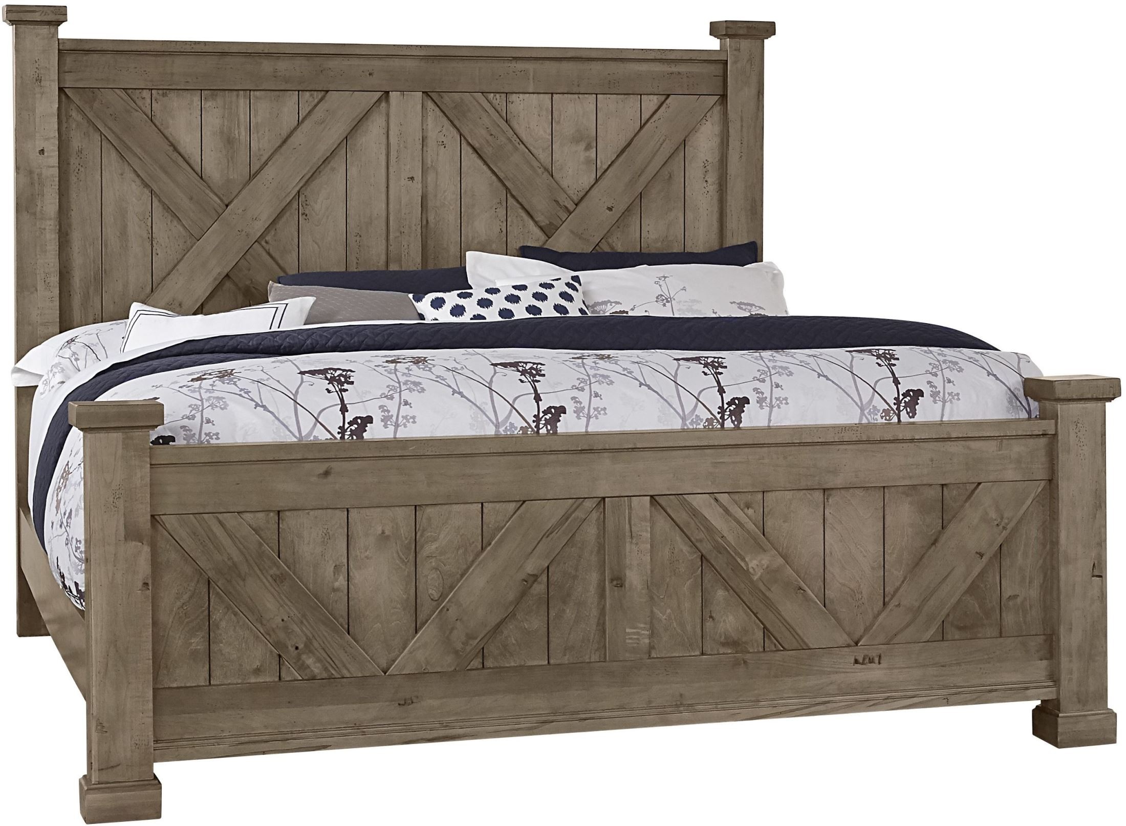 Cool Rustic Stone Grey King X Style Bed from Vaughan Bassett Coleman