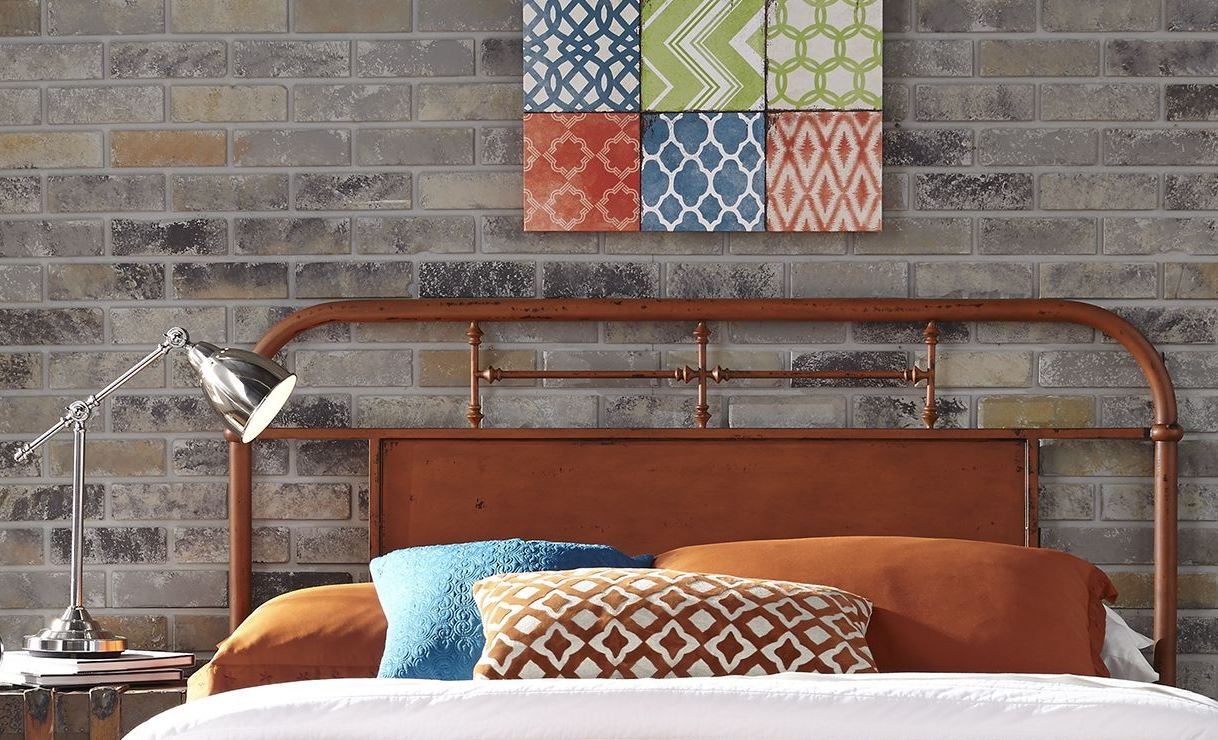 Vintage Distressed Orange Twin Metal Headboard from Liberty (179BR11H