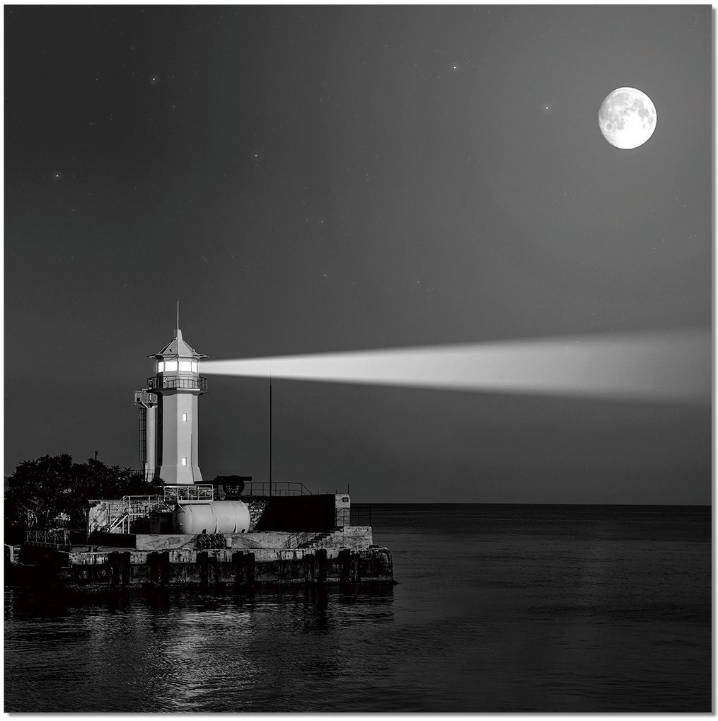 Black and White Lighthouse Wall Art from JNM Coleman Furniture