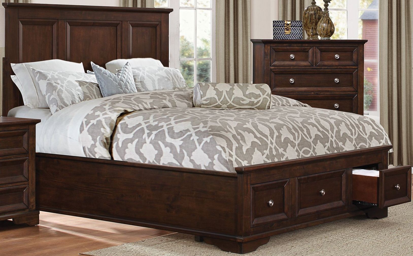 Eunice Brown Queen Panel Storage Bed from Homelegance