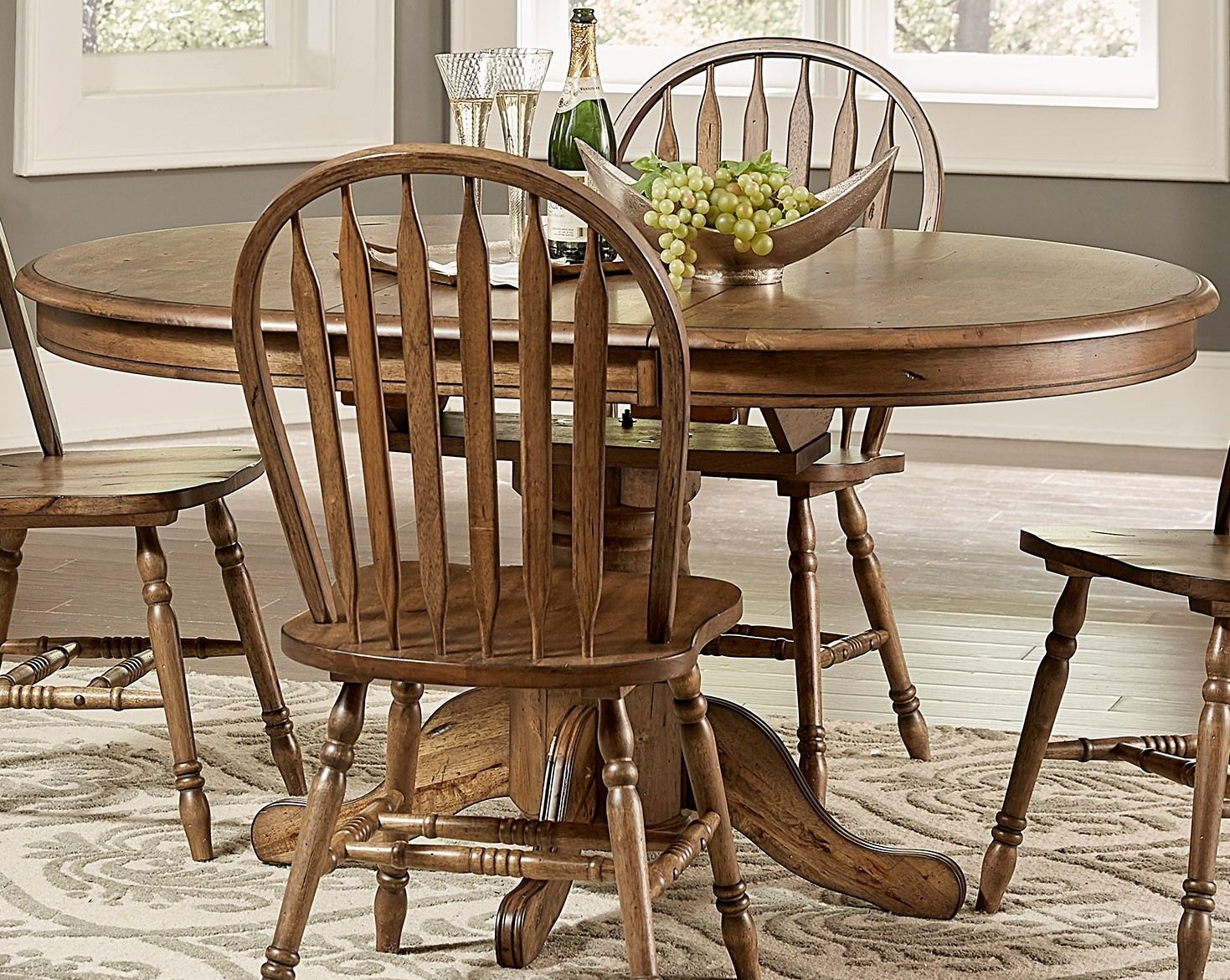 Carolina Crossing Antique Honey Oval Extendable Pedestal Dining Table