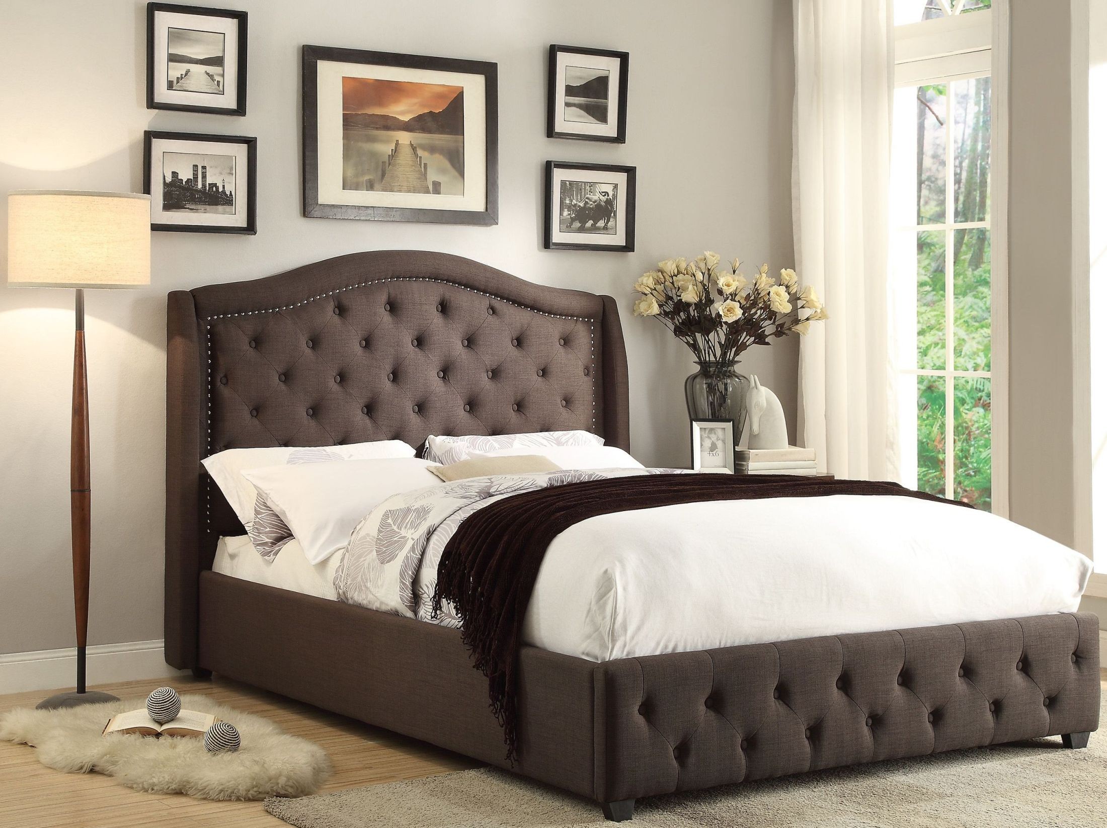Bryndle Gray King Upholstered Panel Bed from Homelegance Coleman