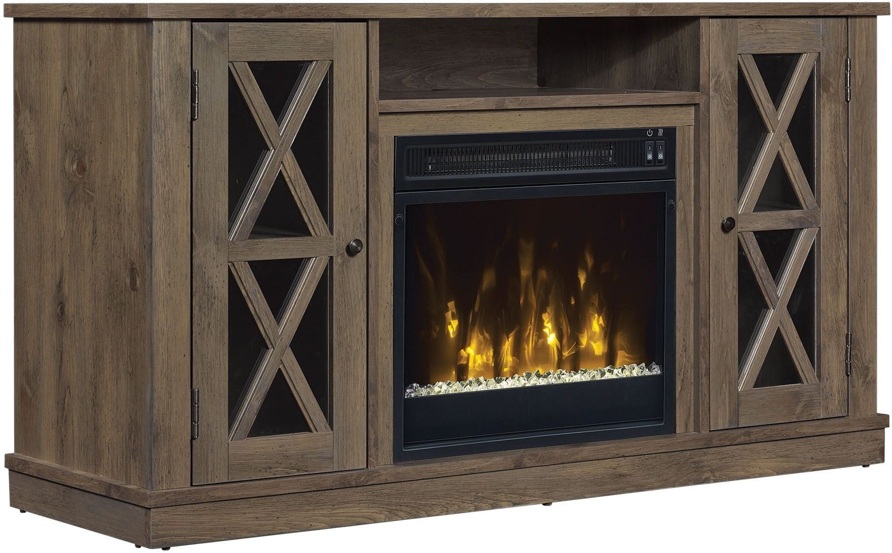 ClassicFlame Spanish Gray Bayport TV Stand with Fireplace ...