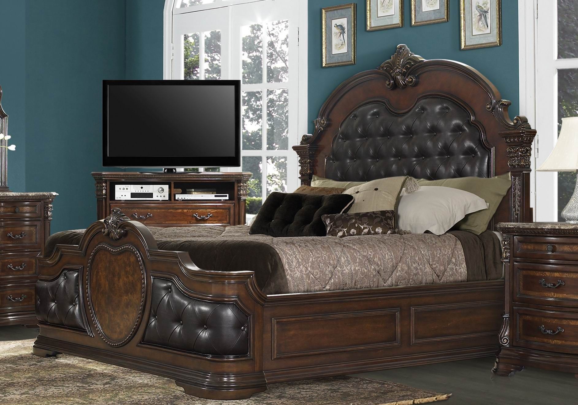 Brown Queen Upholstered Panel Bed from Homelegance Coleman