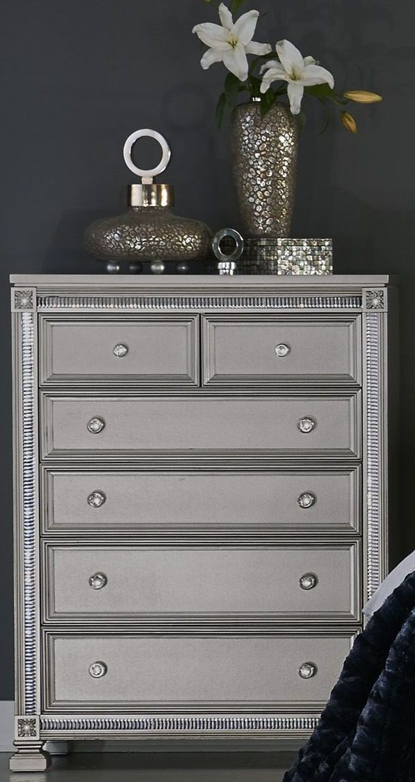 Bevelle Silver Upholstered Panel Bedroom Set from Homelegance | Coleman Furniture