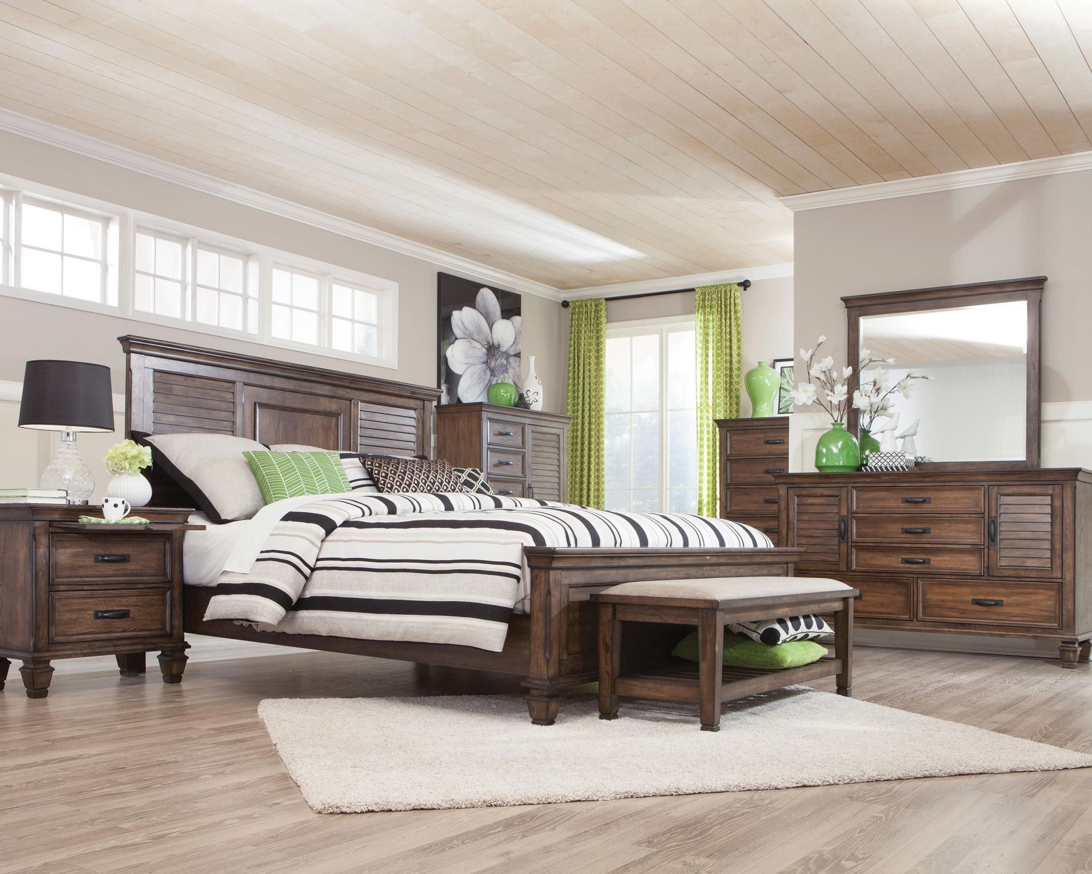 Franco Burnished Oak Panel Bedroom Set from Coaster Coleman Furniture